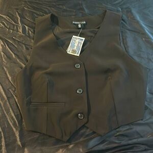 Black button down dress vest. Size Large